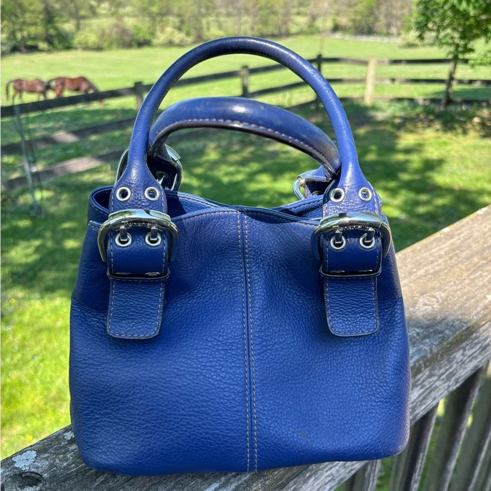 Tignanello Classic Navy Leather Handbag/Satchel